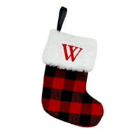 Коледни чорапи висулка буква бродирана реколта червена и черна решетка коледни чорапи за домашна декорация