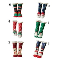 Чифт антиплъзгащи силиконови силиконови чорапи за средна тръба Фури от руно облицовка лос лос снежинка от печат коледни чехли чорапи чорапи аксесоари