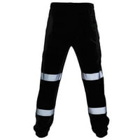 Карго панталони за мъже мъжки ежедневни панталони снаждане Сребро отразяваща ивица работно облекло ежедневни джобове карго панталони ЧМОРА