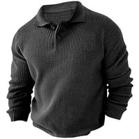 Мъжки пуловер пуловер оребрена плетене на реколта пуловер мъжки есенни дрехи khaki size l