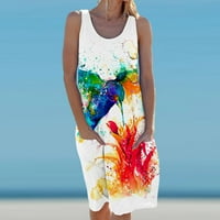 Рокли за жени женска слънчева рокля дължина на коляното графични щампи без ръкави от врата небрежна гореща продажби рокли рокли многоцветни 5xl
