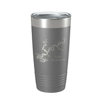 Езерото Уедови РЛ Харис карта чаша за пътуване изолирани Лазерно гравирана чаша за кафе Алабама Оз Тъмно сиво