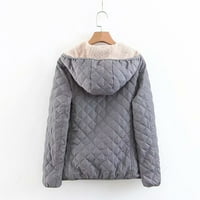 Ikevan Women Coats Fashion Lavual O-Neck Качулка твърд цвят дълъг ръкав свободен памук сиво 12