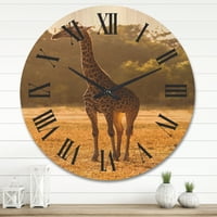 Дизайнарт 'африкански жираф в дивата природа' Ферма дървен стенен часовник