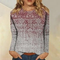 Ризи с дълъг ръкав за жени за жени Сладки печат Графични тийнейджъри Блузи Небрежни плюс размер Основни върхове Пуловер