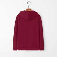 Loyisvidion палто Женски ежедневен цип свободен пуловер пуловер качулка с дълъг ръкав риза червено 4