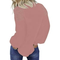 Модни жени Небрежни кръгли шия дълъг ръкав свободен тениска есенна блуза пуловер върхове горещи 8sl4868554