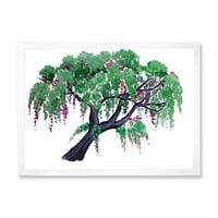 Дизайнарт 'Самотно дърво от глициния' традиционна рамка Арт Принт