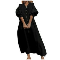 Дамски рокли лакът с дължина на глезена модна солидна макси лятна рокля с v-образно деколче черна m