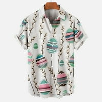 Мъжки ризи SDJMA винтидж раирана лека риза за плетене мъже ежедневни копчета Великденски печат с джобни революционни риза с къс ръкав блуза