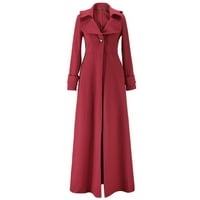 Леки тренкови палта за жени модни ежедневни есента зима винтидж твърд дълъг вълнен палто вятърно палто вино s