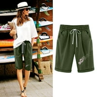 Penkiiy жени лято отпечатани пет точки с голям размер памучно бельо панталони ежедневни панталони шорти суитчани армия зелено в продажба