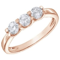 Бял естествен диамант три каменни пръстени в 10k бяло злато