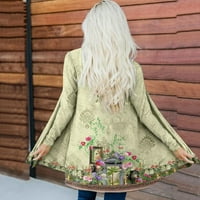 Strungten Women's Fashion Casual Floral Print със средна дължина палто от жилетка на жилетка