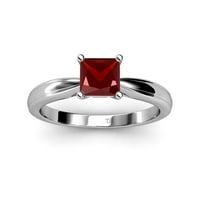 Red Garnet Politaire Ring 0. CT в 14K бяло злато.size 8