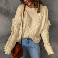 Aayomet Cardigan за жени плюс размер женски костенурка плетен пуловер с дълъг ръкав меки класически топове на пуловер, A S