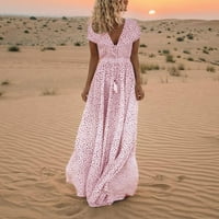 Просвета летни рокли за жени, отпечатани с v-образно декол