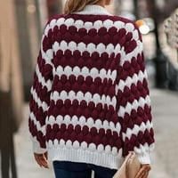 Yuwegr пуловери дамски отворен фронт с дълъг ръкав плетен кардиган пуловер boho пачуърк джобове палто