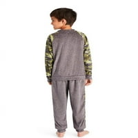 Комплект пижама за пижама на Jellifish Kids Boys, върхови панталони с дълъг ръкав, панталони, въглен, м