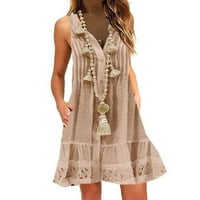 iopqo рокли за жени модата лято V-образно деколте рокли за без ръкави