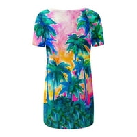 Женски върхове плюс размер скриване на корема туника летни тениски с къс ръкав флорални отпечатани хенли сладки тениски облечени ежедневни блузи