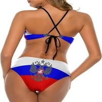 Руски орел емблем флаг Женски халтер с висока шия бикини бански костюми за бански бански костюм