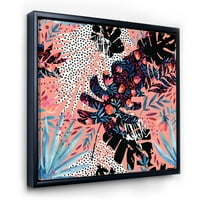 Дизайнарт 'абстрактни тропически флорални Пачуърк' тропическа рамка платно стена арт принт