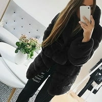 Guvpev Women Fashion Soild Luxury Fau палто есен есен зимен топъл гащеризон - черен xxl