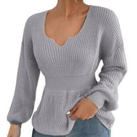 Дамски пуловери облечени ежедневни зимни v пуловер на врата пуловер плътни цветове на кръстовище на талия на талия