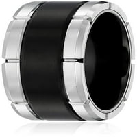 Сапфир волфрам и титан гравиран дизайн с черен център група комфорт годни сватбени ленти пръстени За Мъже, Размер 10