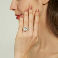 Стерлинги сребро 3-каменни Сватбени годежни пръстени овално нарязани кубичен цирконий пръстен комплект за жени, родий покритие Размер 8