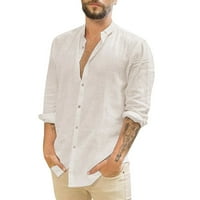 Forestyashe Men Scual Solid Rish Long Loweve Button Button Down Collar Tops
