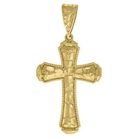 14kt жълто злато мъжки DC Nugget Cross HT: Религиозен висулка чар