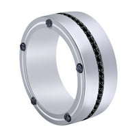 Карат кръг отрязано черен естествен диамант мъжки годеж сватбена лента пръстен в 14k плътно бяло злато