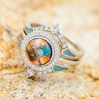 Yubnlvae пръстени аксесоари пръстен комплект стриди ореоли тюркоазени бодливи подаръци диамантени бижута пръстени