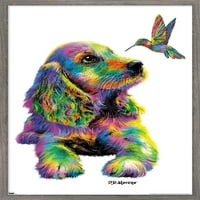 Морено - Стенски плакат за кучета и колибри с бутилки, 14.725 22.375