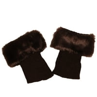 Жени загреватели на крака плетене на плетене на fau fur flip flip чорапи за зима къса корица за багажника лесно съвпадащи маншети топери чорапи
