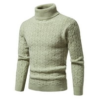 Мъжки пуловери за костенурка Зимни топли ежедневни пуловер пуловер с дълъг ръкав макет на шията тънък прилягане
