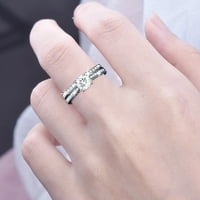 Бижута за жени сребро искрящо пълен диамантен пръстен сватбен обещание пръстен две жени