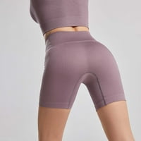 Женски модни ежедневни плътни цветове с висока талия еластична йога панталони шорти плуват шорти тренировки къси панталони, розови, l