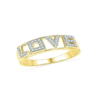 10kt жълто злато дамски кръгла диамант любовна лента пръстен cttw