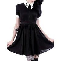 Летни рокли за жени отпечатани макетни шия a-line mini bohemian club рокля с къс ръкав черен xxl