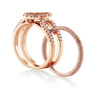 Gem Stone King 1. Ct Oval Pink Създаден сапфир 18k розово злато, покрито сребърен пръстен за подреждане