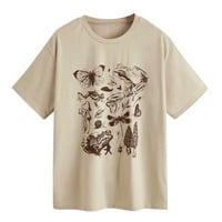 Puawkoer жени гъба топ риза Модна щампа с къси ръкави Tee Tee Top с късо ръкав риза камаш