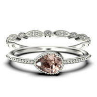 Минималистичен 1. Караторен круша реже морганит и диамантен моасанит класически годежен пръстен, модерен сватбен пръстен в 10K твърдо бяло злато, обещаващ пръстен, слаб пръстен, юбилеен пръстен, булчински пръстени