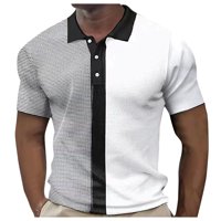 Мъжки ризи мъжки ризи с къс ръкав ризи голф риза Плътен цвят контраст Открит улица Случайни Мода цип Поло ежедневни тънък годни тениска сив с