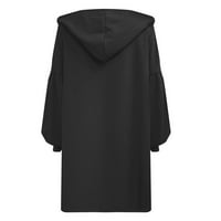 Якета TDOQOT за жени- случайни твърди цип с качулка с мода модна жена есента на мода черно m