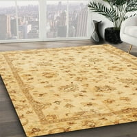 Ahgly Company Machine Wareable Indoor Rectangle Abstract Yellow Area Rugs, 3 '5'
