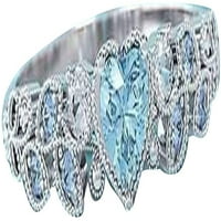 Жени Изящни във формата на сърце кристал инкрустиран пръстен годежни бижута подарък за жена си момиче на Свети Валентин, Ден на майката, Рожден ден-Синус7