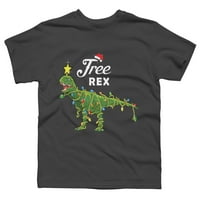 Коледно дърво на динозавър Re Коледен подарък Момчета Kelly Green Graphic Tee - Дизайн от хора m
